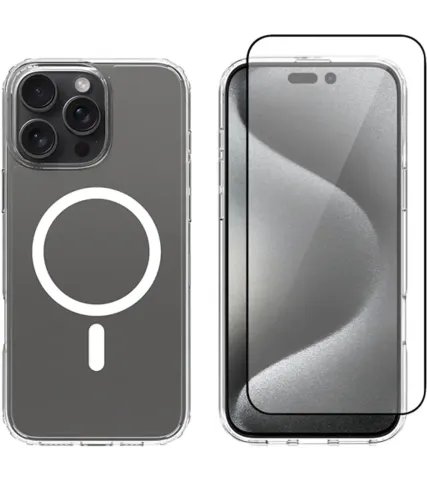 Vivid Set Gelly Case Full Face Tempered Glass Apple iPhone 16 Pro Max Black