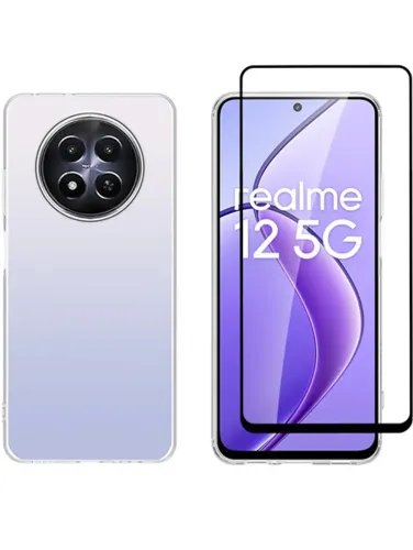 VividSetGellyCaseFullFaceTemperedGlassRealme125GBlack