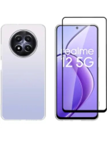 VividSetGellyCaseFullFaceTemperedGlassRealme125GBlack