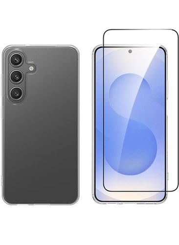 VividSetGellyCaseFullFaceTemperedGlassSamsungGalaxyS25Black