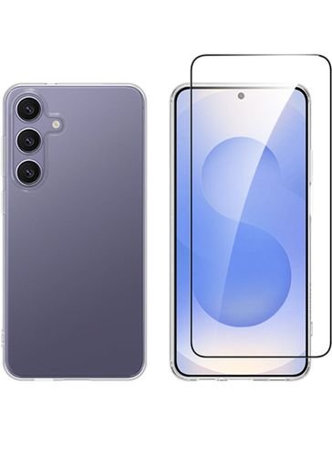 VividSetGellyCaseFullFaceTemperedGlassSamsungGalaxyS25Black