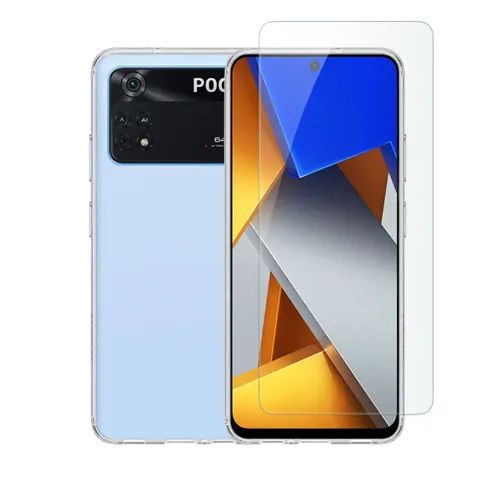 Vivid Set TPU Case + Tempered Glass Xiaomi Poco M4 Pro 4G Transparent