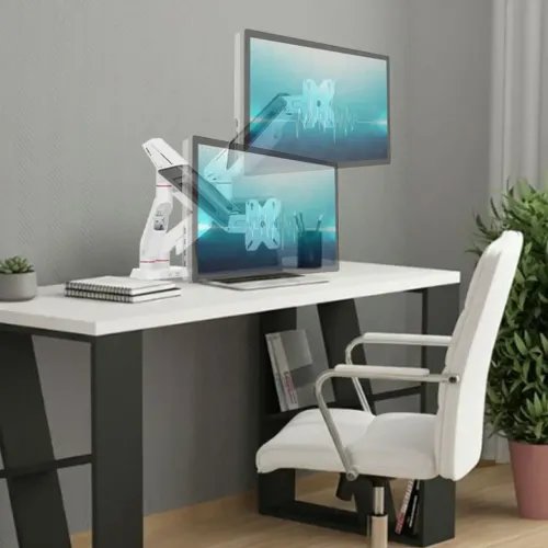 WHITESHARKDESKTOPMOUNTGMS-3211FOR2MONITORS