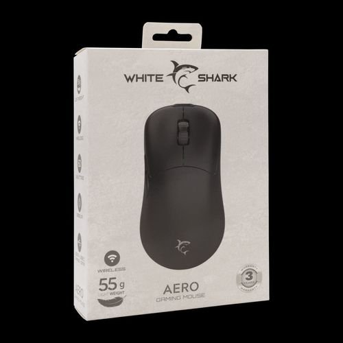 WHITESHARKGAMINGMOUSECORDLESSOPTICALAEROWGM-50155000DPI-10000DPIVIASOFTWAREBLACK
