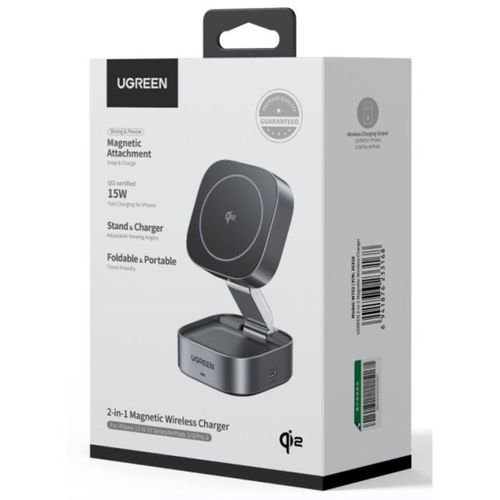 WirelessMagneticChargerStand2in1UGREEN15WQi2W70235316Grey
